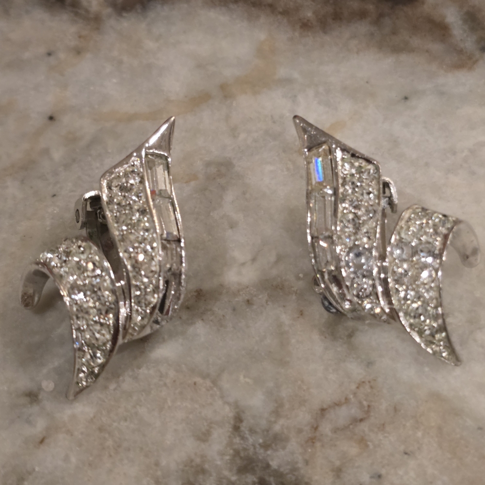 Dazzling Silver Crystal Wave Earrings